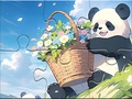 Laro Jigsaw Puzzle: Basket Flower Panda