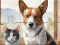 Laro Jigsaw Puzzle: Oil Painting Dog And Cat